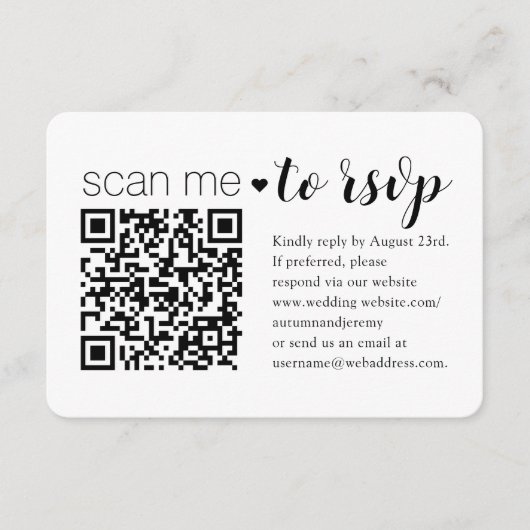 Cartons Réponse Site Web mariage QR Code Boîtier photo moderne (Devant)