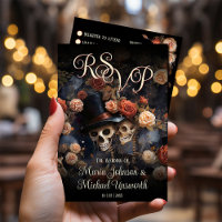 Skeletons rose vif Mariage gothique Vintage