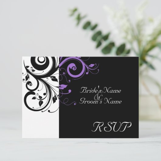 Cartons Réponse Sm Black +White Purple Swirl Mariage Correspondant (Debout devant)