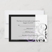 Cartons Réponse Sm Black +White Purple Swirl Mariage Correspondant (Dos)