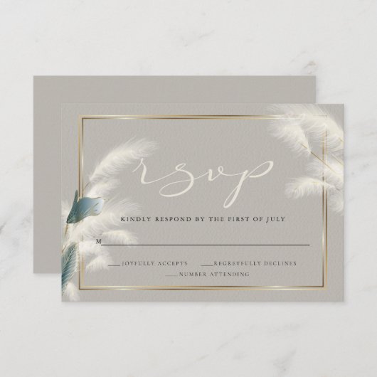 Cartons Réponse Smokey Teal  Anthurium Herbe de Pampas (Devant / Derrière)