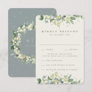 Cartons Réponse Snowberry vert/Crème + Eucalyptus Mariage à bords
