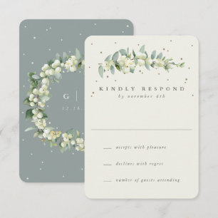 Cartons Réponse Snowberry vert/crème+Mariage Eucalyptus