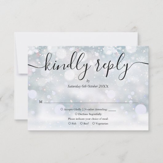 Cartons Réponse Snowflakes d'hiver Script Répondre (Devant)