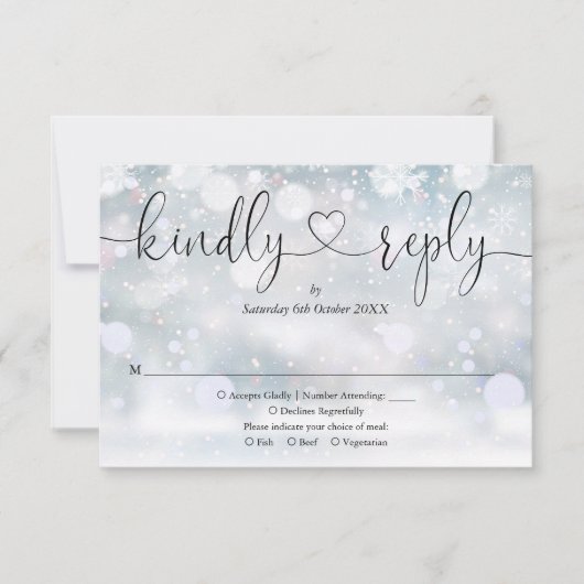 Cartons Réponse Snowflakes Script Heart Répondre Kindly (Devant)