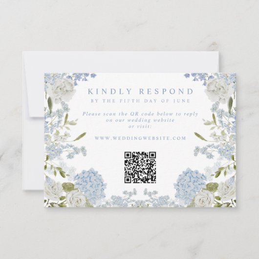 Cartons Réponse Soft Blue Floral Wedding (Devant)