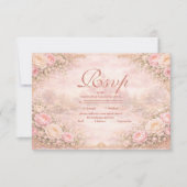 Cartons Réponse Soft Blush Rose Garden Quinceañera (Devant)