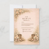 Cartons Réponse Soft Blush Western Boots Wedding (Devant)