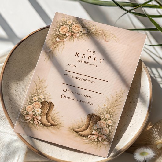 Cartons Réponse Soft Blush Western Boots Wedding