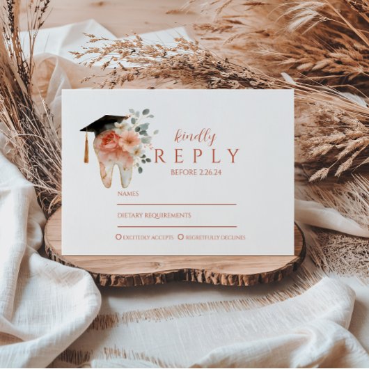 Cartons Réponse Soft Floral Tooth Graduation Party