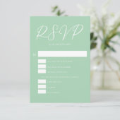 Cartons Réponse Soft Mint Vert Blanc Script Printemps Mariage (Debout devant)