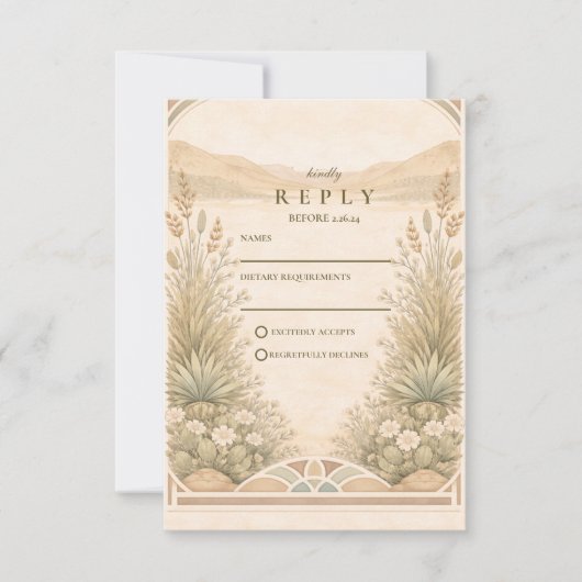 Cartons Réponse Soft Neutral Desert Florals Wedding (Devant)