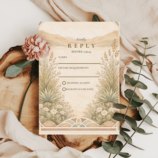 Cartons Réponse Soft Neutral Desert Florals Wedding