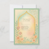 Cartons Réponse Soft Pastel Gold Floral Arch Mariage (Devant)