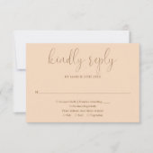 Cartons Réponse Soft Peach Moderne Chic Élégant Mariage Script (Devant)