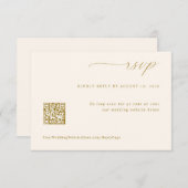 Cartons Réponse Soft Romantic Cream et Gold Mariage QR Code (Devant / Derrière)
