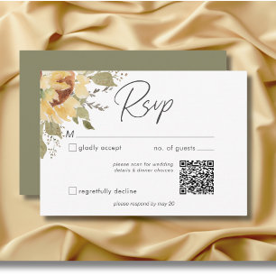 Cartons Réponse Soft Rustic Grand Boho Sunflowers Mariage QR Code