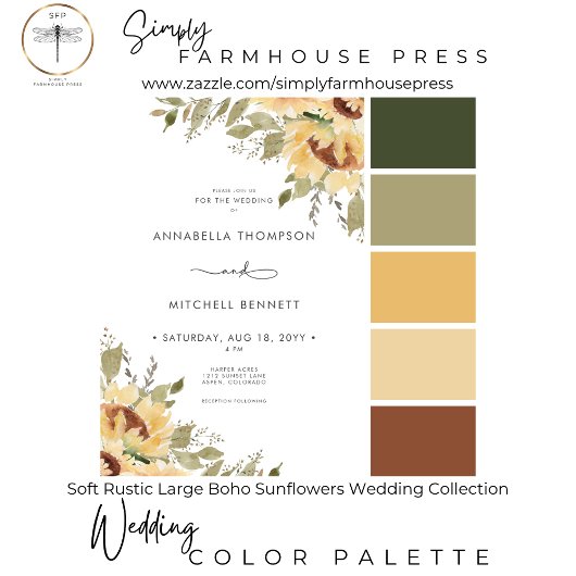 Cartons Réponse Soft Rustic Grand Boho Sunflowers Mariage QR Code