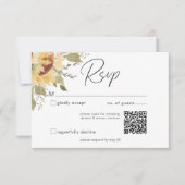 Cartons Réponse Soft Rustic Grand Boho Sunflowers Mariage QR Code (Devant)