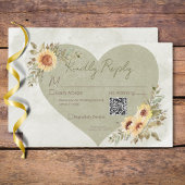 Cartons Réponse Soft Sunflowers Boho Heart Mariage QR Code
