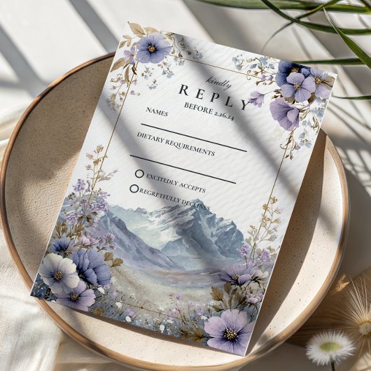Cartons Réponse Soft Wildflower Mountain Wedding