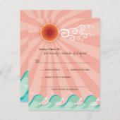Cartons Réponse Soleil Rose Et Vagues Bleues Aqua Summer Beach Mar (Devant / Derrière)