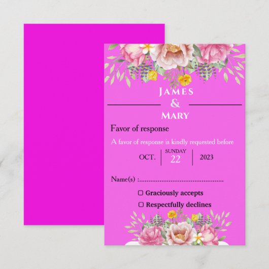 CARTONS RÉPONSE SONNERIE DE MARIAGE (Devant / Derrière)