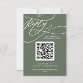 Cartons Réponse SOPHIA QR Code Russe Woodland Mariage vert olive (Devant)