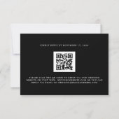 Cartons Réponse Sophisticated Black QR Code Elegant Wedding (Dos)