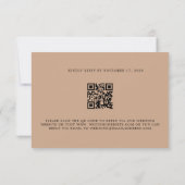 Cartons Réponse Sophisticated Tan QR Code Elegant Wedding (Dos)