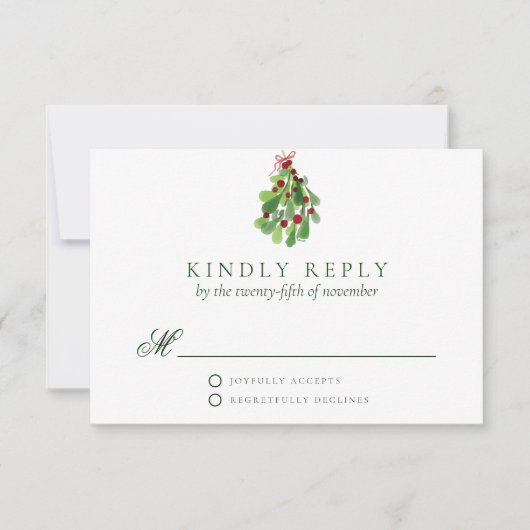 Cartons Réponse Sous le Mariage de Noël Mistletoe (Devant)