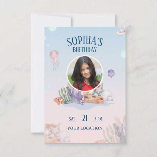 Cartons Réponse Sous le thème de l'eau Anniversaire de l'enfant (Devant)