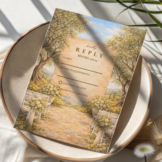Cartons Réponse Spanish Olive Grove Wedding