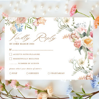Cartons Réponse Spring garden pastel floral wildflower wedding