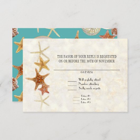 Cartons Réponse Starfish Nautilus Scallop Sea Shell Motif moderne (Devant / Derrière)