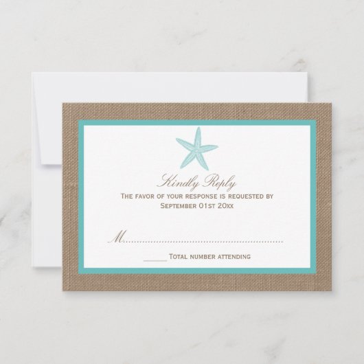 Cartons Réponse Starfish Turquoise Burlap Beach Wedding Collection (Devant)