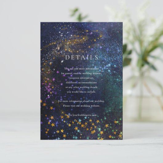 Cartons Réponse Starry Night Celestial Galaxy Mariage Détails Cart (Debout devant)