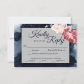 Cartons Réponse Starry Night Floral Mariage choix de repas (Devant)