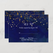 Cartons Réponse Starry Night Navy et Faux Gold Parties scintillant (Devant / Derrière)