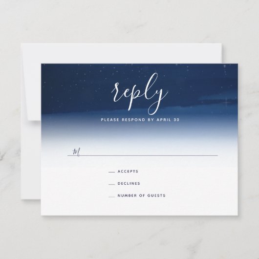 Cartons Réponse Starry Night Under the Stars Mariage Reply Card (Devant)