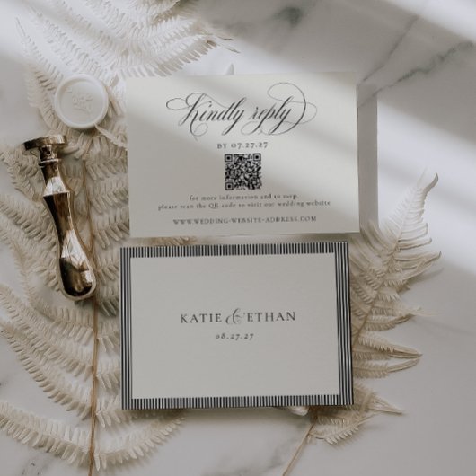 Cartons Réponse Stately Stripes Wedding QR Code
