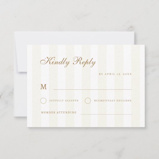 Cartons Réponse Stripes subtiles Gold Coastal Destination Mariage (Devant)