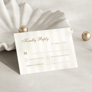 Cartons Réponse Stripes subtiles Gold Coastal Destination Mariage