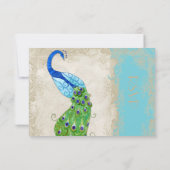 Cartons Réponse Style Art Déco Peacock Turquiose Dentelle Vintage (Dos)