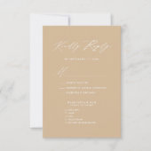 Cartons Réponse Style Beige moderne Élégant Script Mariage simple (Devant)