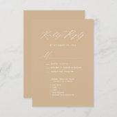 Cartons Réponse Style Beige moderne Élégant Script Mariage simple (Devant / Derrière)