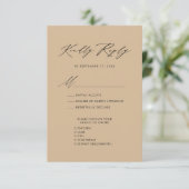 Cartons Réponse Style Beige moderne Élégant Script Mariage simple  (Debout devant)