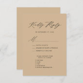 Cartons Réponse Style Beige moderne Élégant Script Mariage simple  (Devant / Derrière)