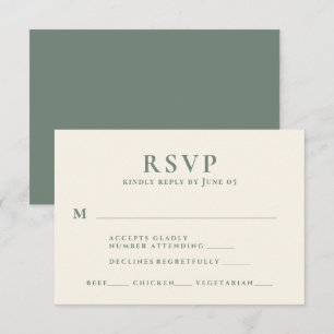 Cartons Réponse Style moderne Vert Texte Repas Choix Mariage