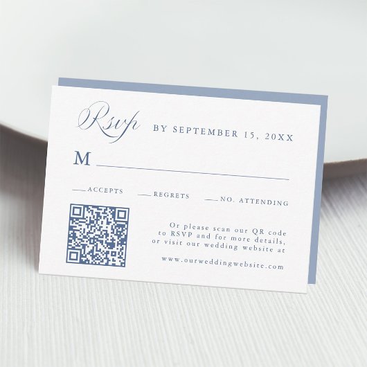 Cartons Réponse Stylish Calligraphy Script Wedding Dusty Blue